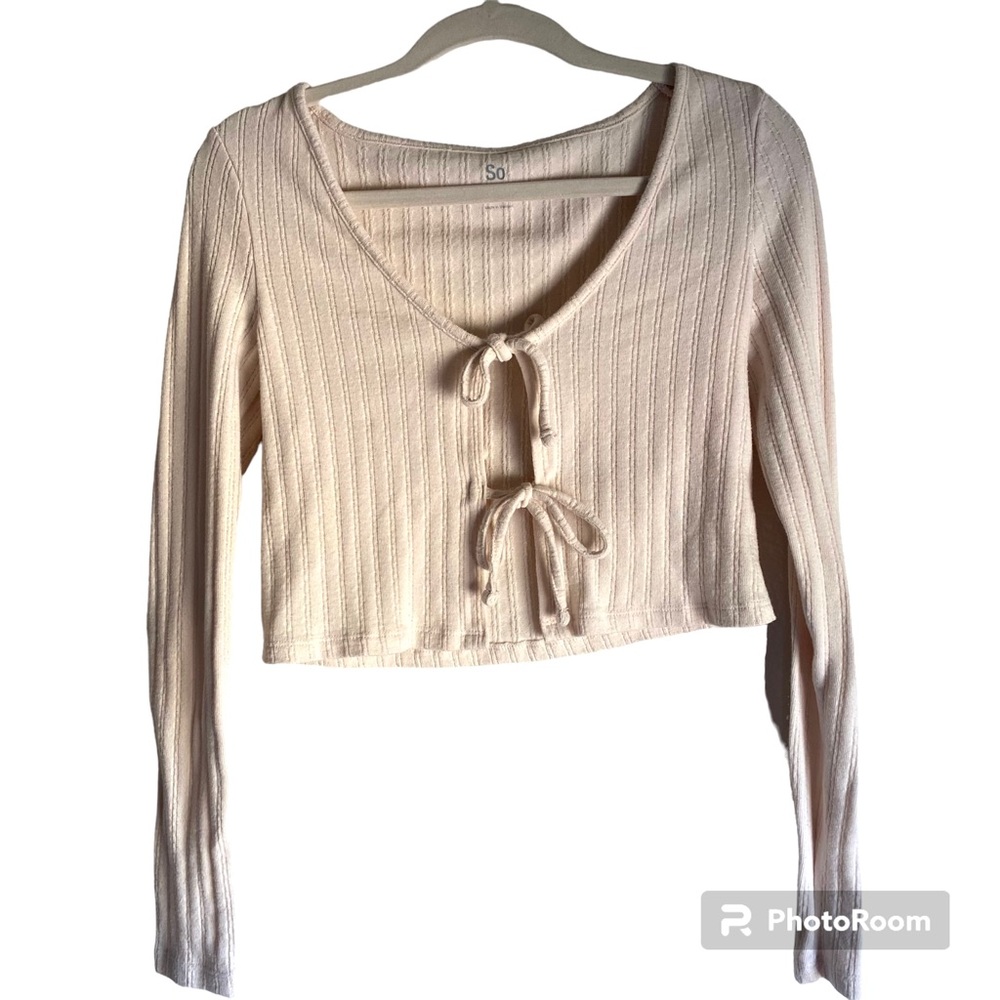 Light yellow cover up sweater tie top